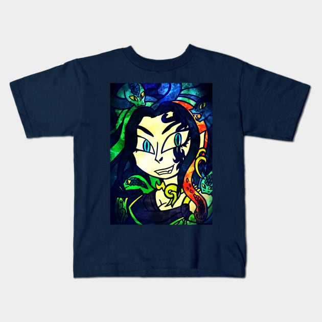 Medusa, Goddess of Darkness Kids T-Shirt by ScribbleSketchScoo